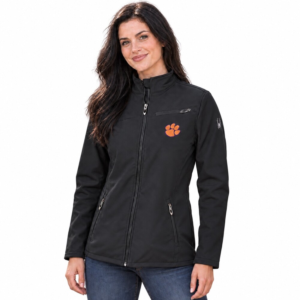 Spyder Women's Clemson Tigers Gameday Transport Softshell Jacket Medium Black